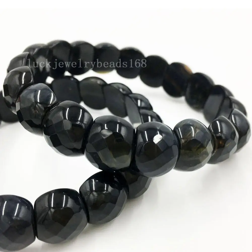 Blue Tiger Eye G8264 Граненый Jaspe тигровый глаз Лабрадорит золотой камень кристалл Сердолик авантюрин Синий Песок Бусины Из унакита эластичный браслет WFH468 - Окраска металла: Blue Tiger Eye G8264