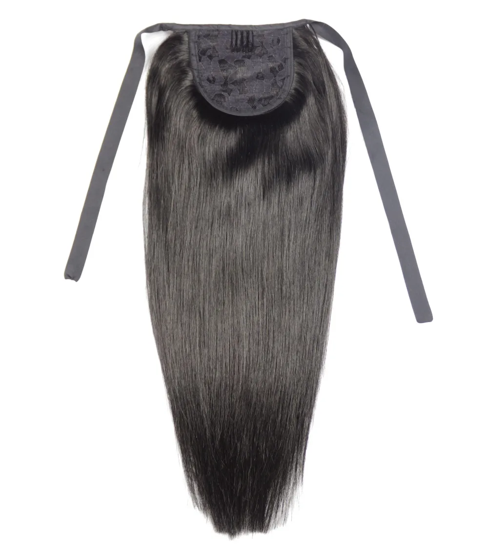 ZZHAIR, 60 г, 16 дюймов-20 дюймов, машинное производство, волосы remy, лента, конский хвост, на заколках, человеческие волосы для наращивания, конский хвост, Натуральные Прямые Волосы