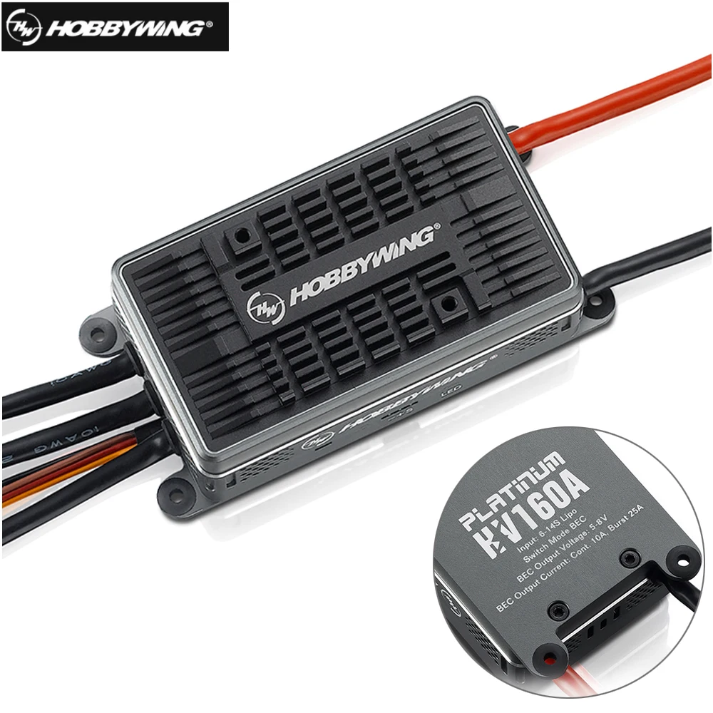 Оригинальный бесщеточный контроллер скорости Hobbywing Platinum 160A HV V4 6 14S ESC для