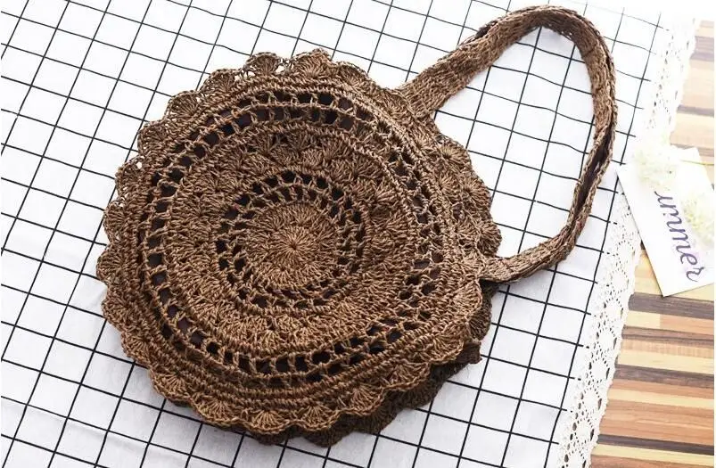 Женские сумки, Соломенная Сумка, женская летняя сумка из ротанга, ручная работа, тканая пляжная круглая богемная Сумка, Новинка
