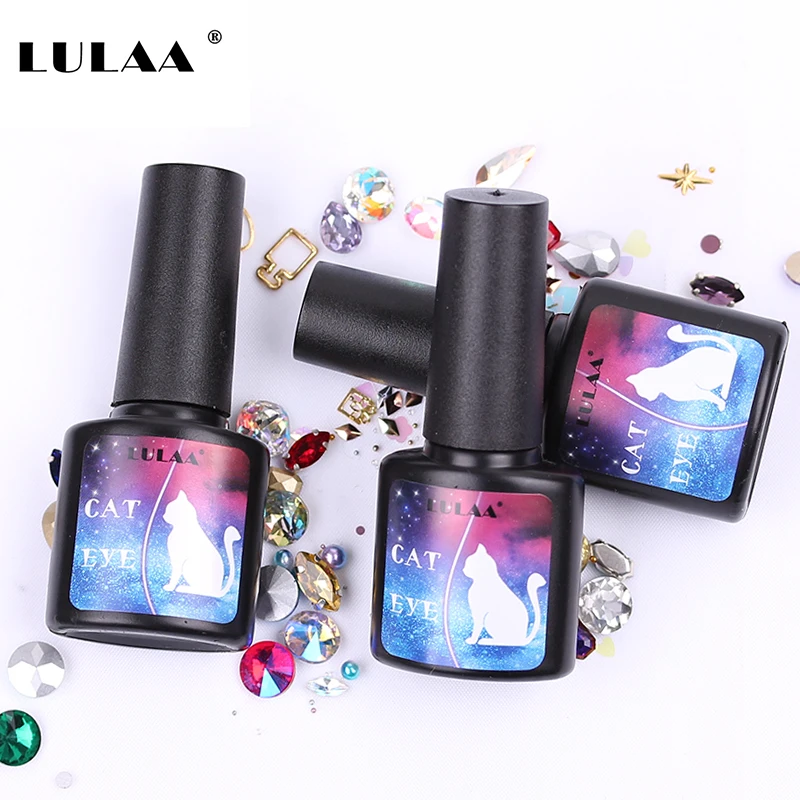 LULAA Soak Off Nail Art Holographic Magnetic Cat Eye Gel 3D Semi-permanent UV Varnish Lacquer Stamping Polish 8ml | Красота и