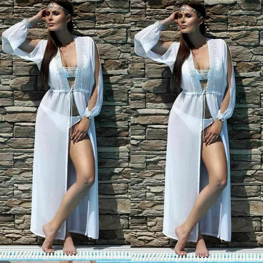 Женское бикини накидка купальник Пляжное длинное платье юбка кимоно кафтановое |