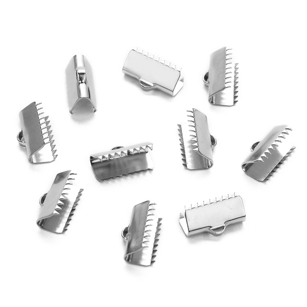 20Pcs Iron Ribbon Ends Bracelet Crimp Clamp End Findings Cord Fasteners Clasp Leather Jewelry Making | Украшения и аксессуары