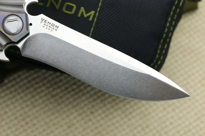 Складной нож VENOM T Kevin John M390 титановая ручка Флиппер шарикоподшипник уличный