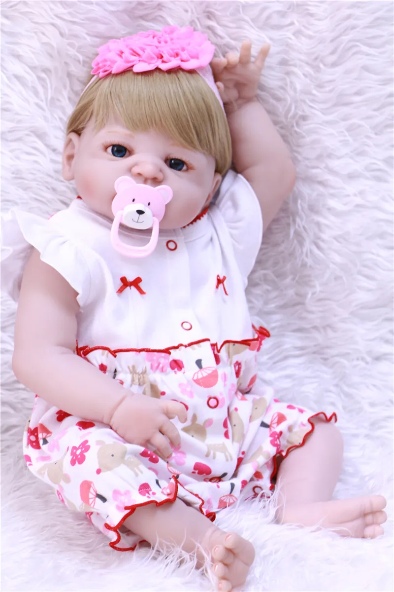 22&quot bebe princess reborn Full Silicone Body baby Doll Toys Lifelike newborn girl play house toy dolls for children gift | Игрушки и