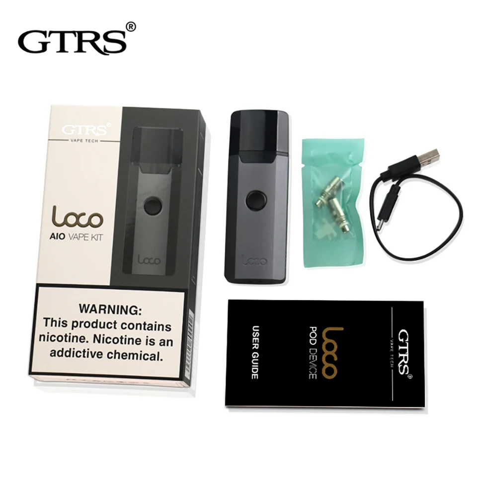Original Gtrs LOCO AIO Vape kit Pod system electronic cigarette with 1000mah battery mod 3ml cartridge pod tank dual coil bvc | - Фото №1