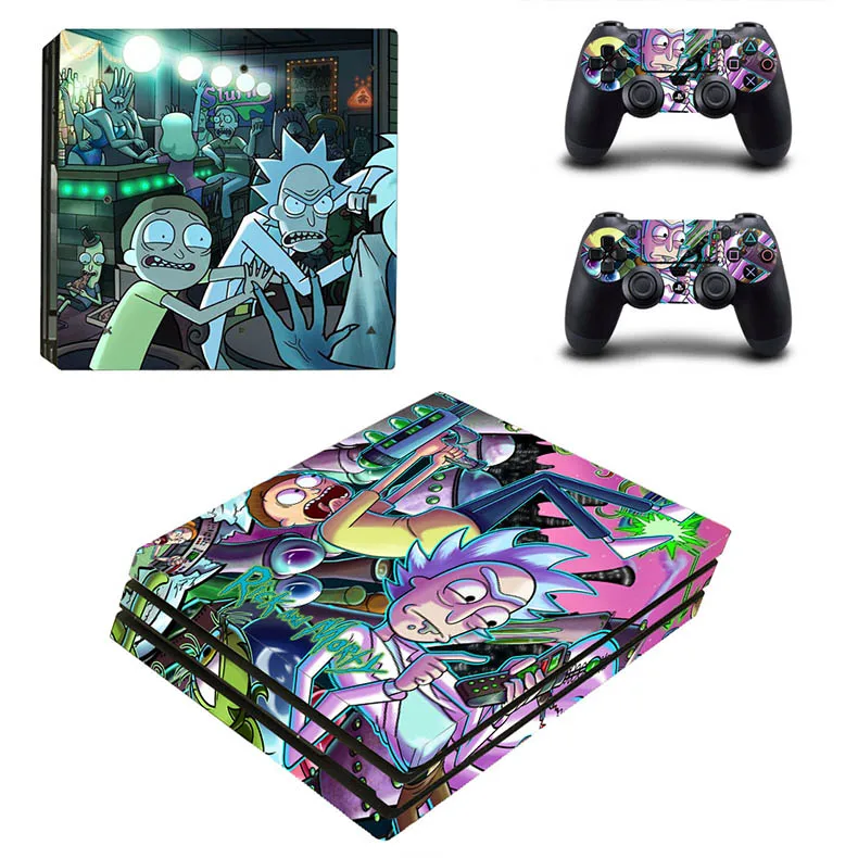 Наклейка для PS4 Pro Skin Rick and Morty Skins Play station 4 Pro, PS 4 Pro, наклейка s для игровой консоли и двух контроллеров