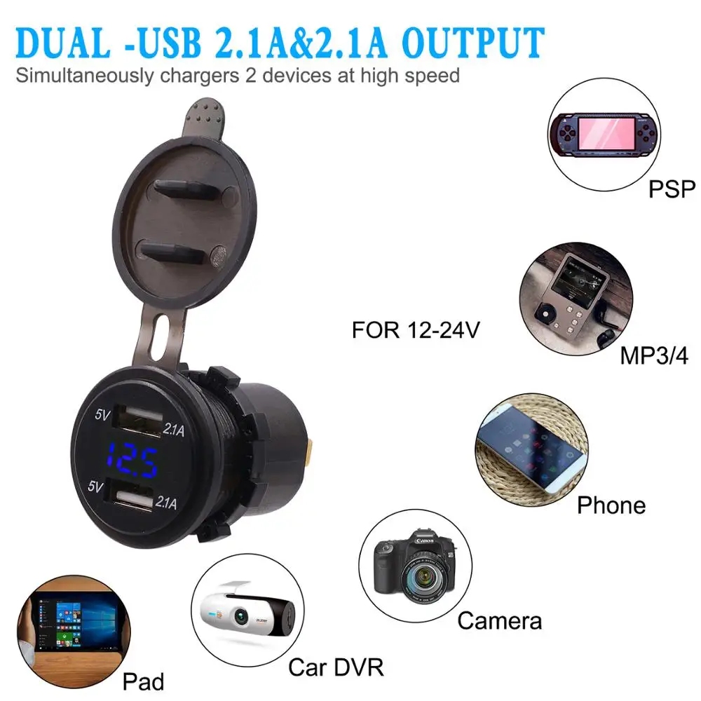 Автомобильное зарядное устройство WUPP с 2 USB портами и светодиодным
