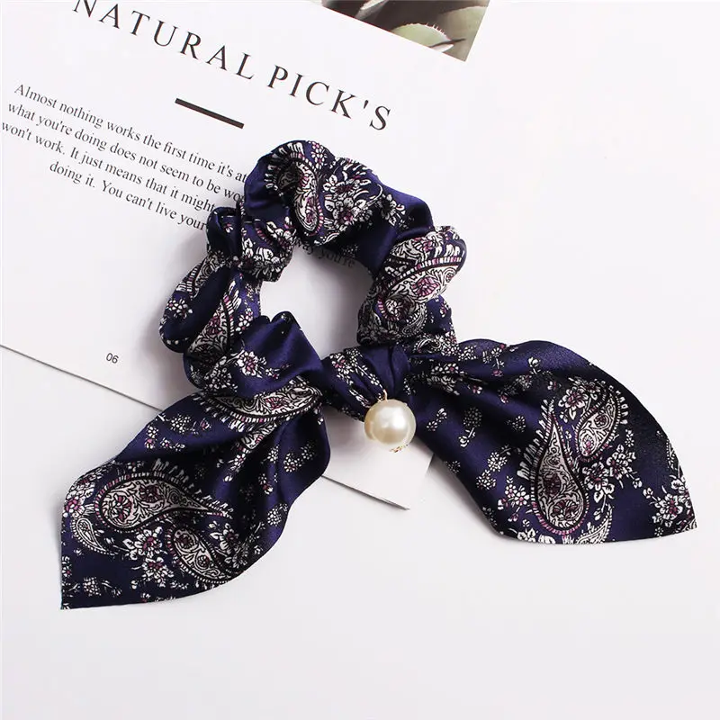pearls scrunchie 02 Модные женские резинки для волос с грушами, эластичный платок для волос, резинки для волос,, конский хвост, повязка на голову для девочек, аксессуары - Цвет: pearls scrunchie 02