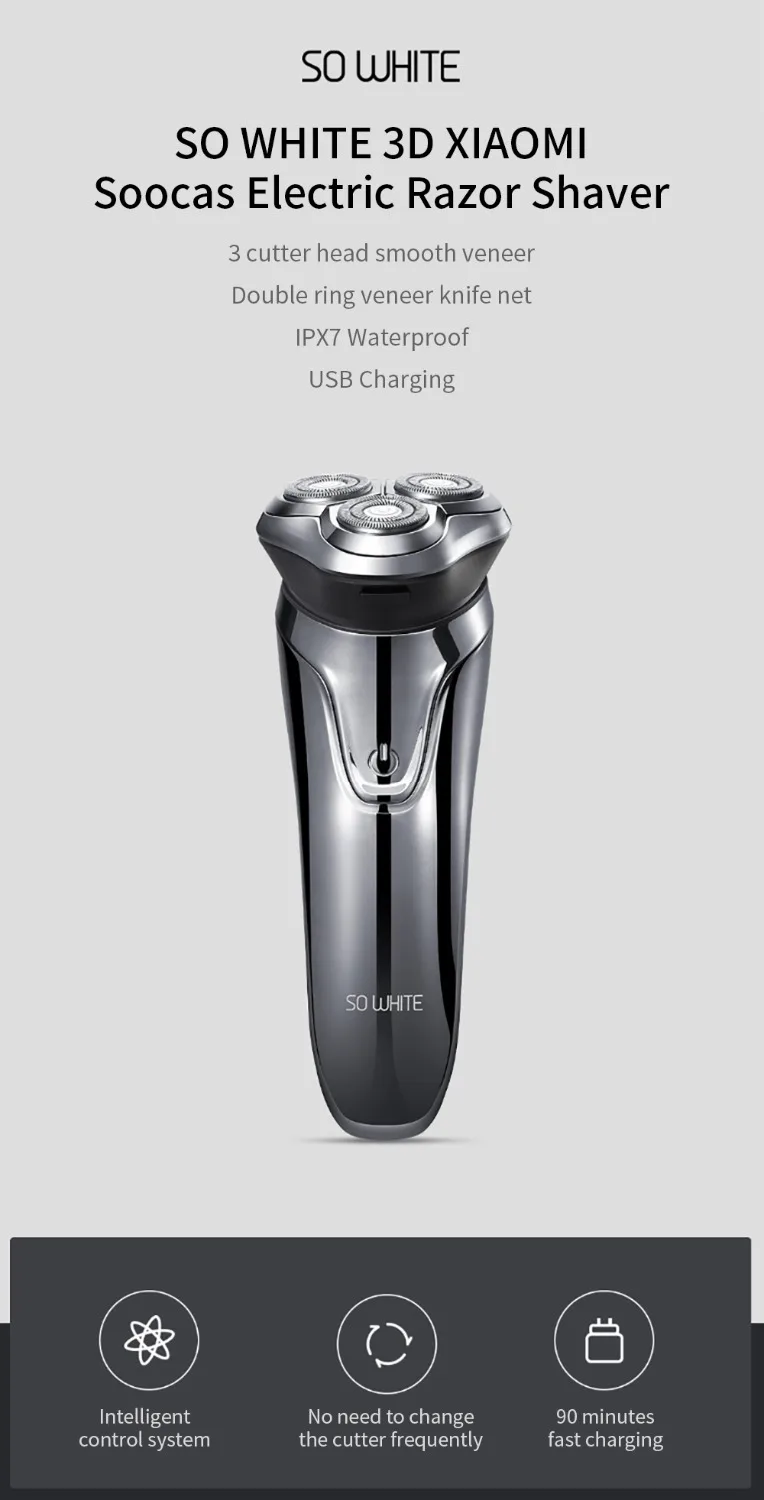 Лучшая цена XIAOMI Soocas SO WHITE беспроводной 3D Смарт usb зарядка электрическая бритва IPX7 водонепроницаемый блок защиты