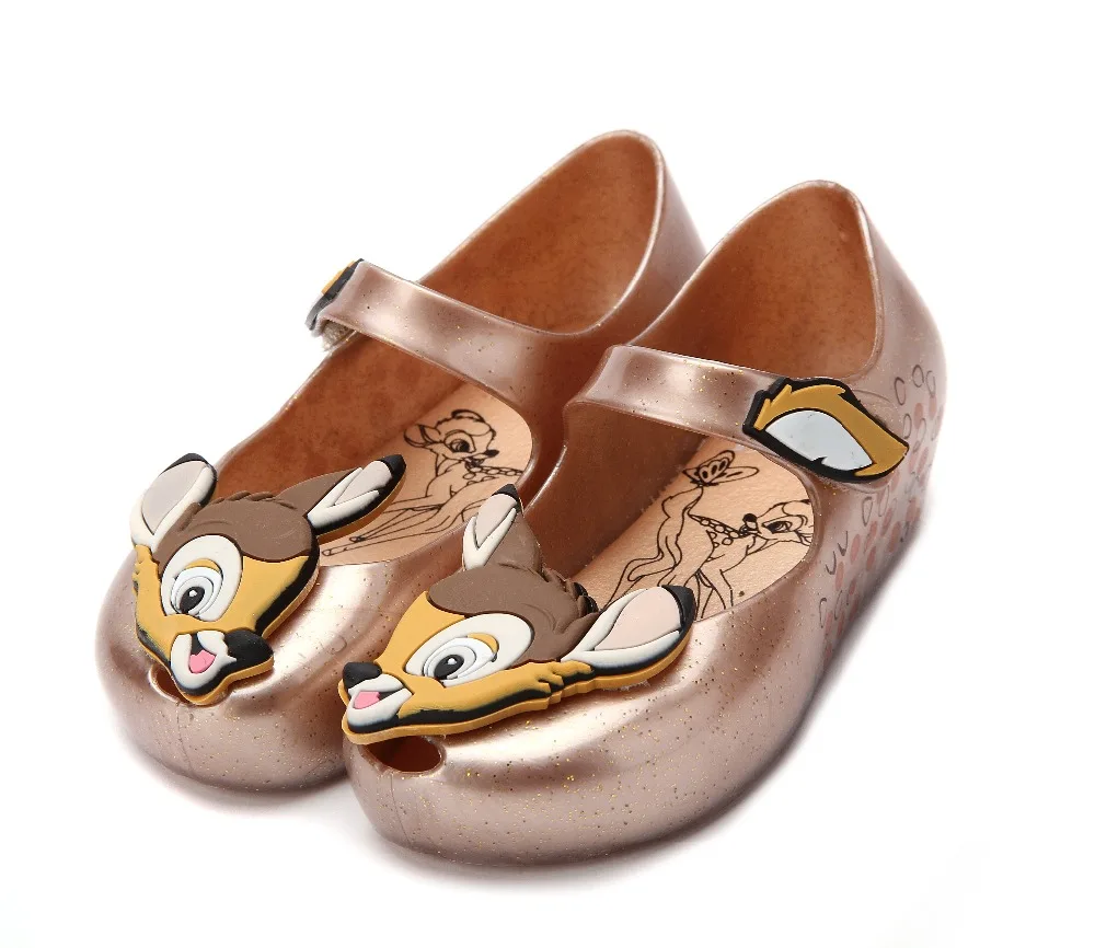 Mini Melissa/Новинка 2019 года дизайнерская прозрачная обувь с рисунком оленя детские