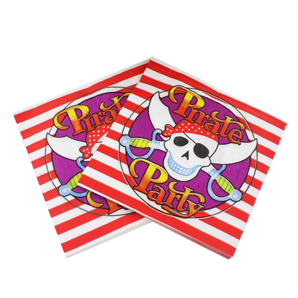 20pcs Disposable Paper Napkin Tissue Birthday Party Decoration Pirate Butterfly Football Baby Shower | Tableware
