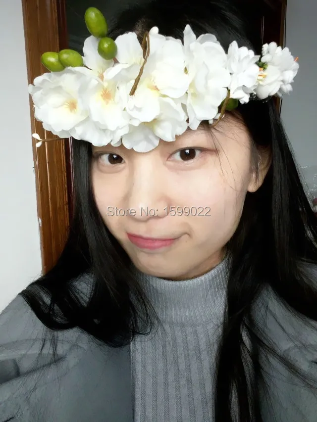 Свадебная корона в лесу белый цвет вишни аксессуары для волос повязка на голову