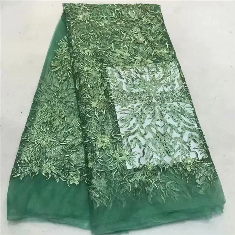 2018 Latest French Nigerian Laces Fabrics High Quality Tulle African Fabric Wedding Lace gold green | Дом и сад