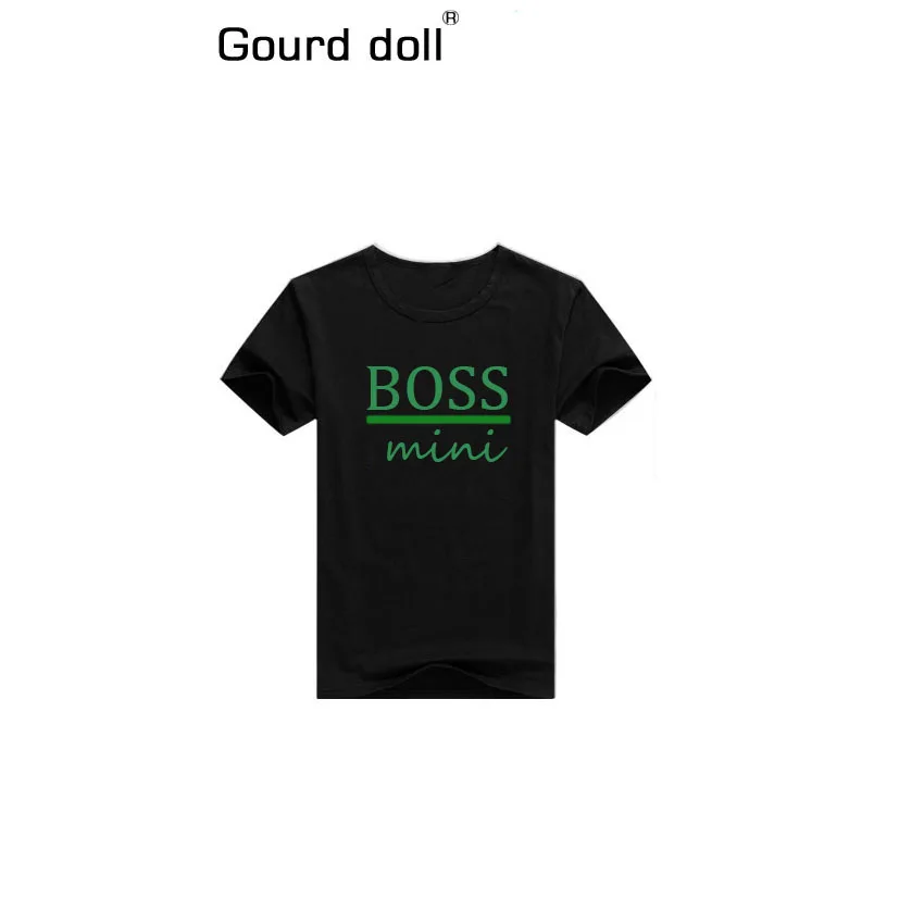 boss mini green Семейные комплекты одежды, футболки для папы и сына, семейная одежда, детские футболки, топы с буквенным принтом gourd Doll - Цвет: boss mini green
