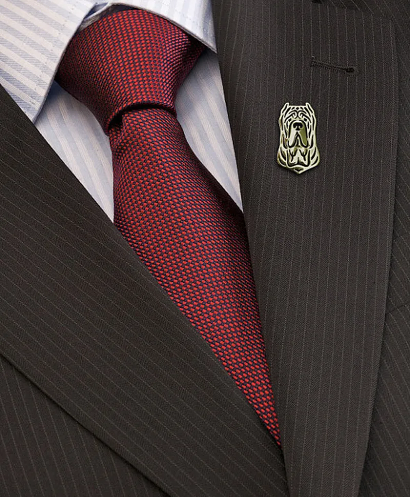 Женская и мужская брошь на лацкан в виде мастиффа (укороченные уши) из неаполита |