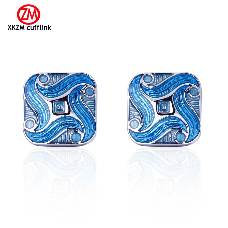 

Brand Blue Swirl Cufflinks High Quality for Mens Shirt Wedding Party Cuff Links The Bake Lacquer Cuff Button Accessories