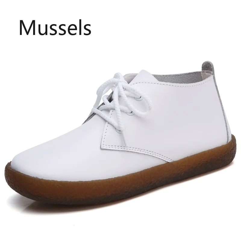 2019 spring Autumn Solid Soft Genuine Leather Rubber Casual Non Slip Comfortable Bottom Women Leisure Shoes plus size 35-43 | Обувь