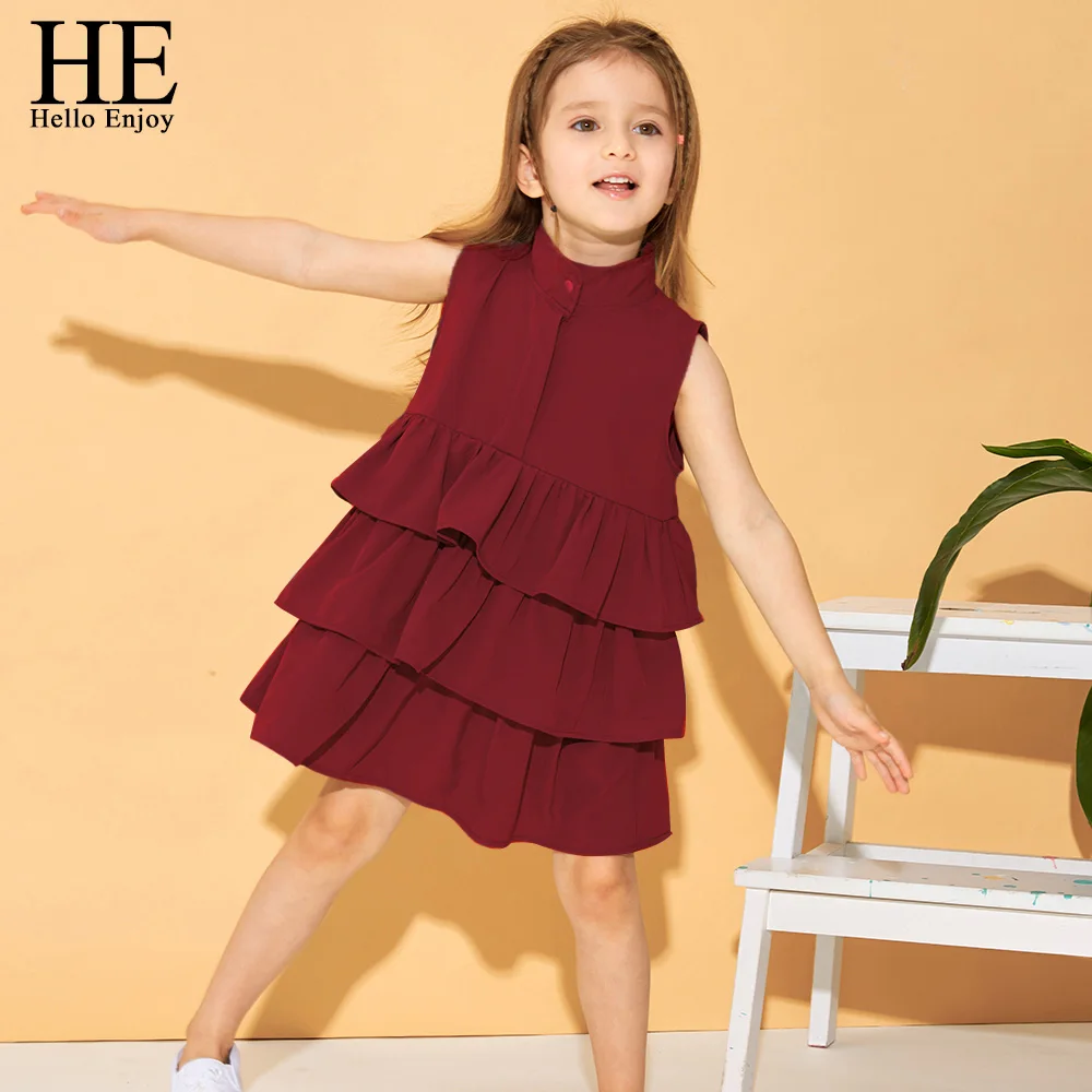 HE Hello Enjoy/детская одежда; платья для девочек; летняя одежда с тонкими лямками; Радужное пляжное платье принцессы; Одежда для девочек - Цвет: LL1801 red