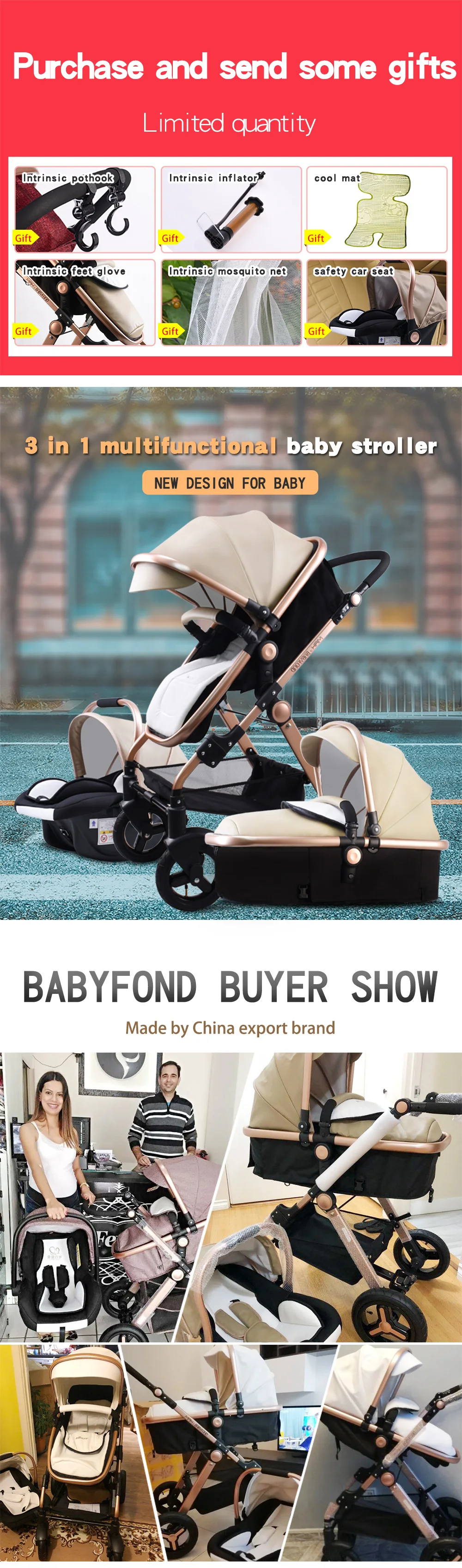 Детская коляска babyfond, вращающаяся на 360 градусов, брендовая детская коляска HJBB, 3 в 1, кожаная коляска