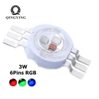 Светодиодный светильник высокой мощности, 2 шт., 3 Вт, RGB-лампа, 3 Вт, 6 контактов, полноцветный, красный, зеленый, синий, для самостоятельной сборки, светодиодный прожектор