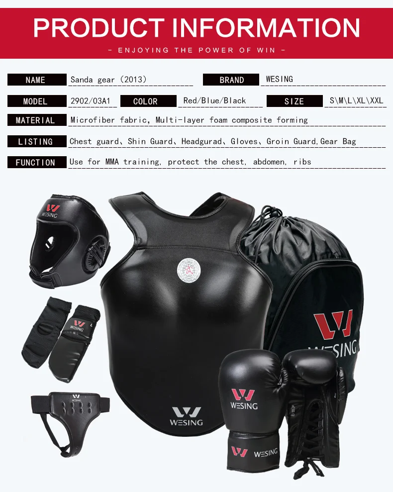 Wesing Sanshou, защита для ног на груди, защита для рук, каратэ, Экипировка для таэквондо спарринга, набор для бокса, защита тела, 6 шт., комплект оборудования