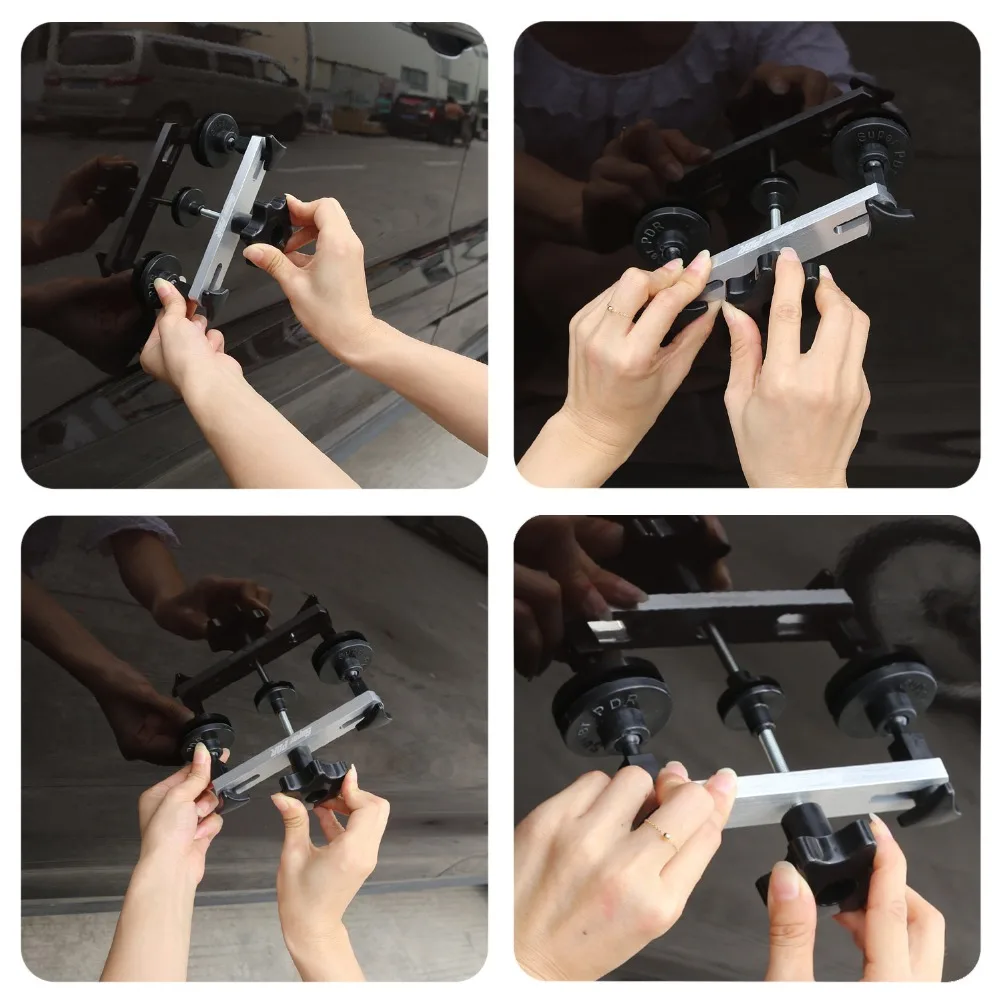 GLCC Auto Dent Puller Suction Cup Glue Tabs Rubber Hammer Paintless Repair Tools LED Line Board Hand Tool Set with Bag |