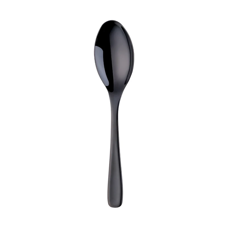 1 black spoon Красочные 18/8 нержавеющая сталь радуга столовые приборы большой размеры длинная ручка для сервировки салата ложка/вилы/дуршлаг салатницы Кухня Посуда - Цвет: 1 black spoon