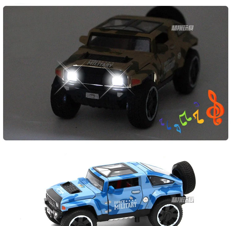 1/32 масштаб Hummer концепция Камуфляж для автомобиля литье под давлением модельные автомобили игрушки с открываемая дверь оттяните назад свет музыкальный автомобиль для детей подарок