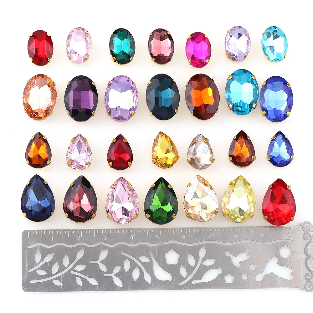 24 шт. 10x1 4/13x18 мм в диаметре различные Цвет стекло с золотой медный коготь пришить