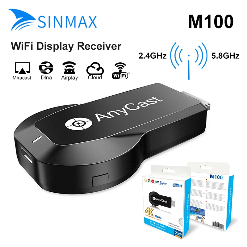 ТВ приставка Anycast M100 5G/2 4G 4K HDMI Miracast DLNA Airplay WiFi Дисплей приемник ключ Поддержка Windows