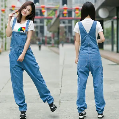 Бесплатная доставка новинка 2019 модные джинсовые брюки свободные на бретелях