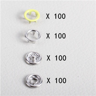 100 sets buttons 100 наборов 9 мм пустотелая цветная пряжка металлическая кнопка с пятью когтями 10 цветов+ инструменты для установки плоскогубцы - Цвет: 100 sets buttons
