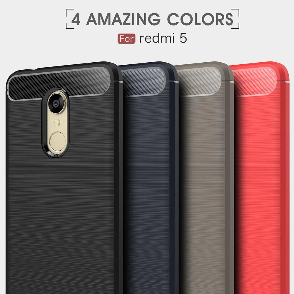 Luxury Soft Cases Xiaomi Redmi 5 Carbon Fiber Smartphone Case for Plus Shockproof Celular Back Capa |