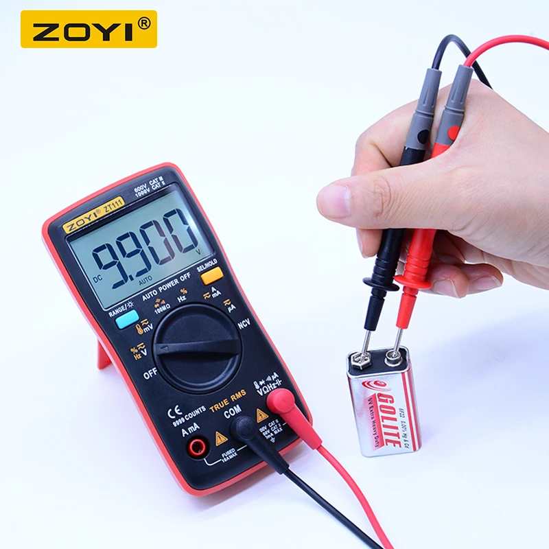 ZOYI ZT111 мини цифровой мультиметр 9999 отсчетов Ом AC/DC Напряжение Амперметр