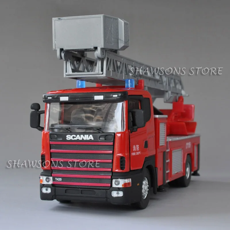 1:43 литая под давлением пожарная машина Игрушечная модель грузовика Man Scania лестница грузовик автомобиль миниатюрная копия