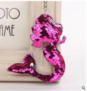 

10pcs/lot trendy style woman sequin mermaid keychain female fashion sequin fishtail key ring children birthday gift