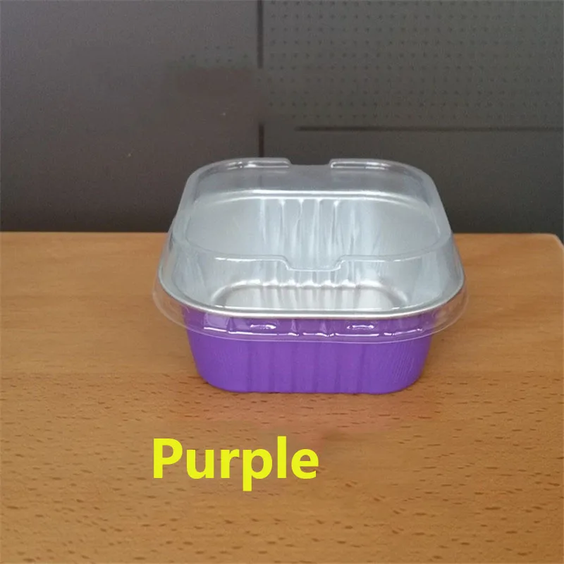 purple 50 набор алюминиевой фольги формы для выпечки утолщенные контейнеры для закусок для булочек, кексов держатель посуды упаковка icecream контейнер для тортов - Цвет: purple