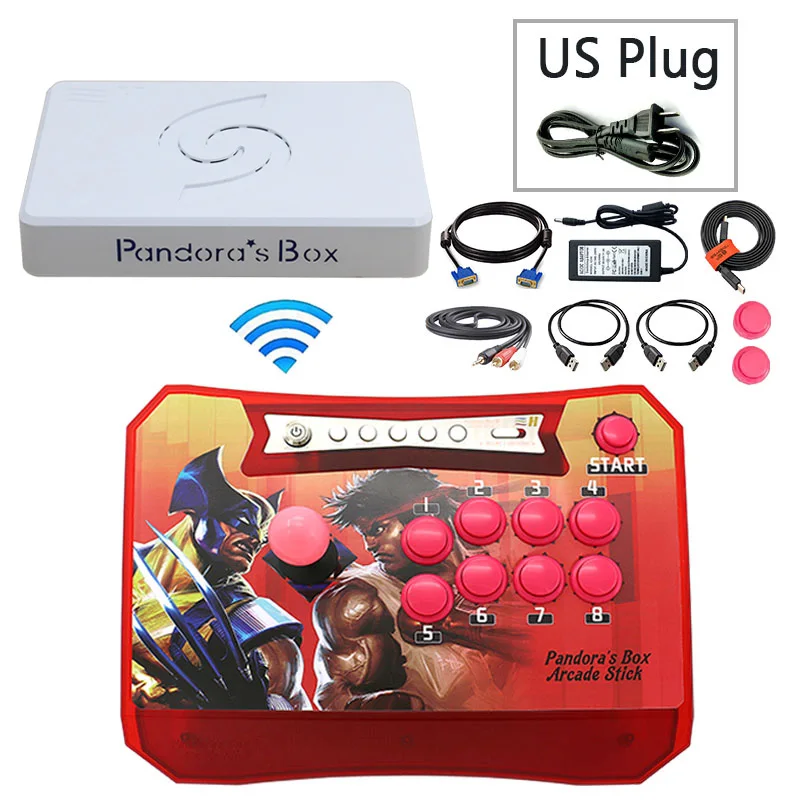 1P red US plug Ящик Пандоры 6 1300 в 1 беспроводный игровой контроллер Поддержка fba mame ps1 аркадная игра аркада джойстик борьба игровой контроллер комплект 3d - Цвет: 1P red US plug