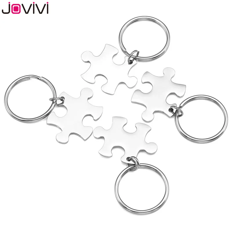JOVIVI 4 шт./компл. Нержавеющая сталь головоломка брелоки для пар брелок для ключей ювелирных изделий-День Святого Валентина самому лучшему другу подарки Серебряная цепочка для ключей