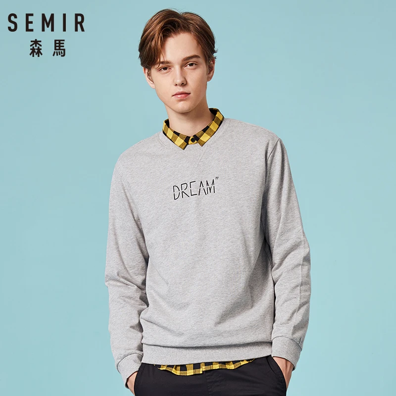 SEMIR толстовка мужская пуловер толстовки Толстовка с ребристой круглым вырезом и