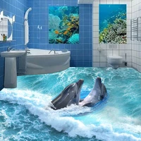 custom photo floor wallpaper 3d stereoscopic dolphin ocean bathroom floor mural pvc wallpaper self adhesive floor wallpaper