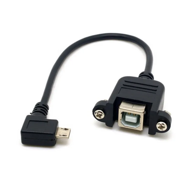 90 градусов левый Угловой Micro USB 5pin штекер к B женское крепление на панели тип