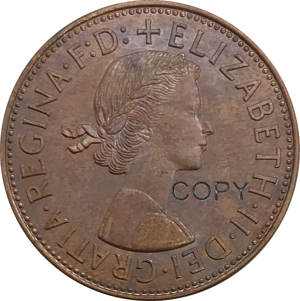 1954 Великобритания 1 один пенни елицента II красная медная Коллекционная монета