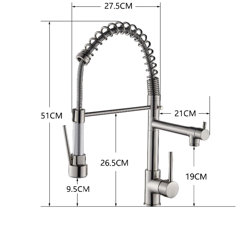 Кухонный кран OKAROS Выдвижной двойной распылитель хромированная латунь