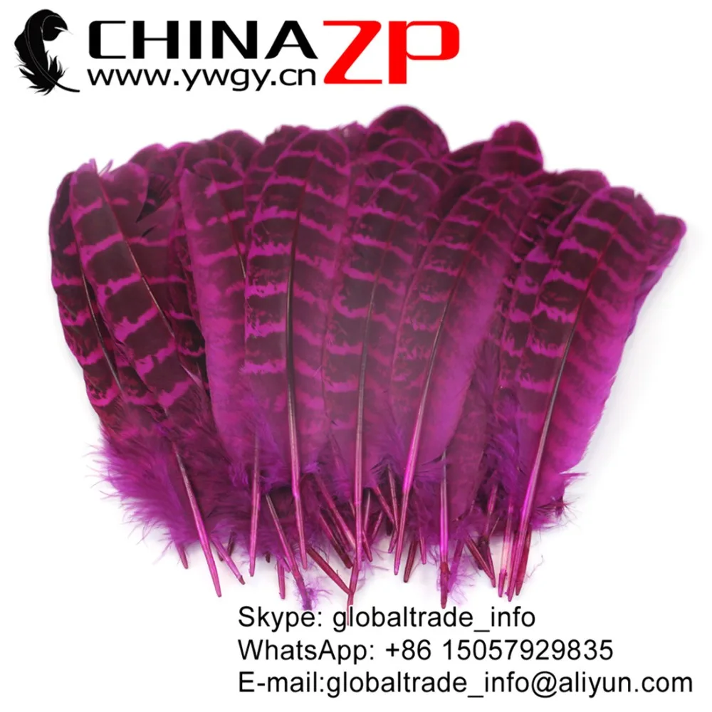 

Yiwu ZP Crafts Co., Ltd 100pcs/lot Choosed Quality Hot Pink Dyed Ringneck Hen Pheasant Round Quill Wing Feather