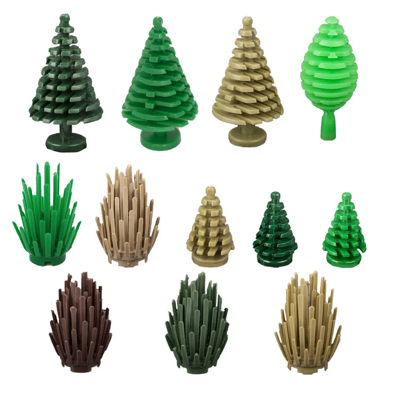 

10pcs/Lot City Military Accessory Christmas Tree Bush Trees Green Grass Building Bricks Plants Blocks Bricks Toy for Children