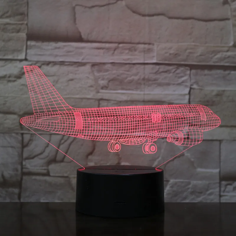 Ночник с абстрактным 3d-изображением самолета Настольный светильник изменением 7