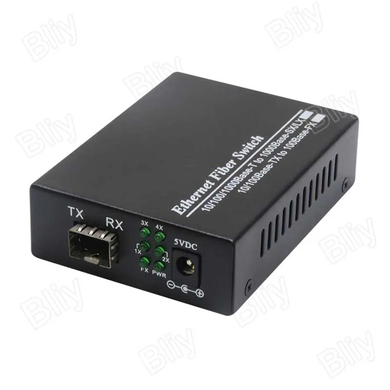 Гигабитный ethernet волоконно-оптический коммутатор 1 sfp 4 rj45 SFP оптический медиаконвертер UTP SC порты SFP медиаконвертер ONU
