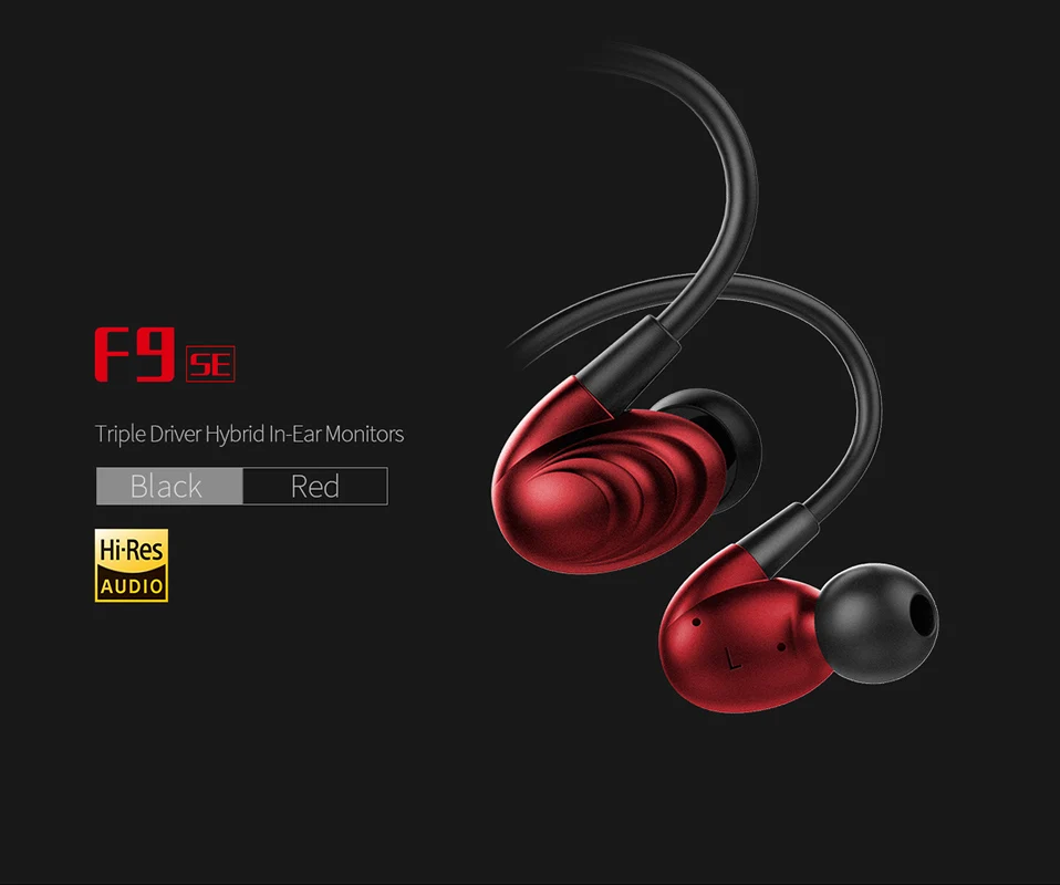Гибридные наушники вкладыши FiiO F9SE с тройным драйвером (черные/красные)